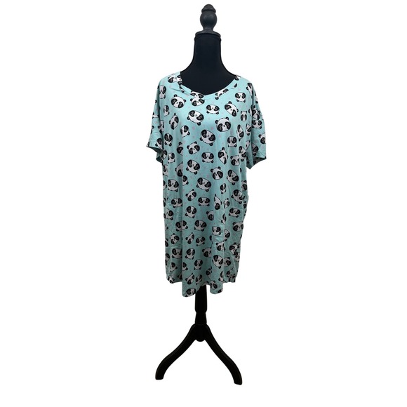 Secret Treasures Aqua Panda Print Night Wear Dress With Pockets Size S/M - Picture 3 of 16